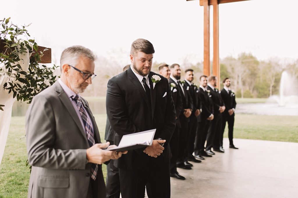 Groom waiting for bride during their ceremony
