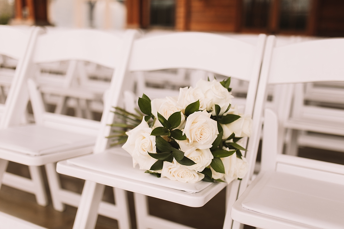Bouquet on seat at ceremony