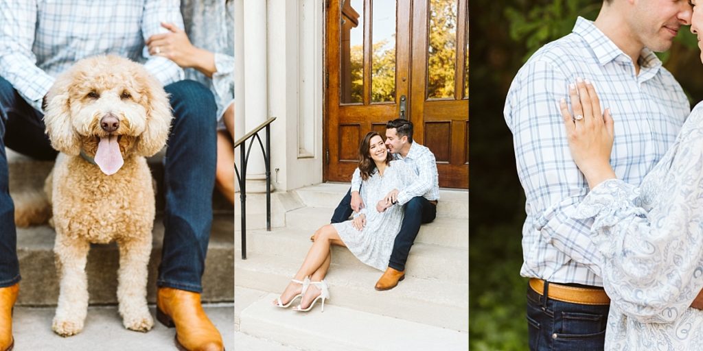 Couples engagement photos at Vanderbilt with their dog