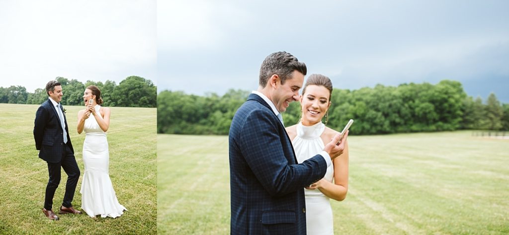 Bride surprises groom with a facetime call from a loved one