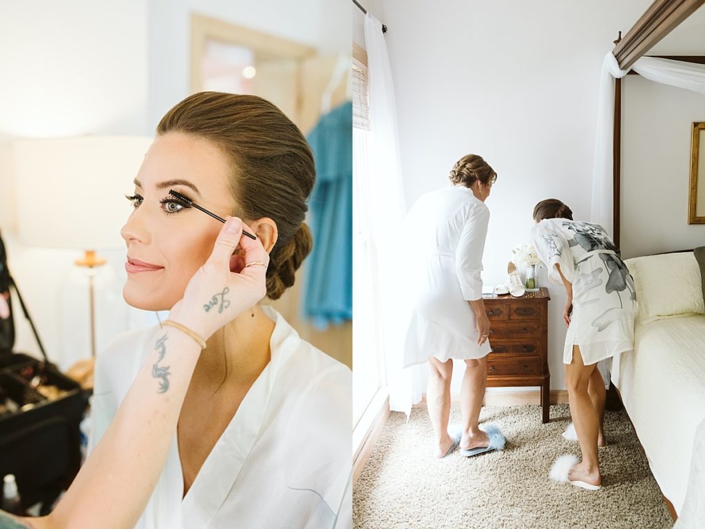 Bride getting her mascara on